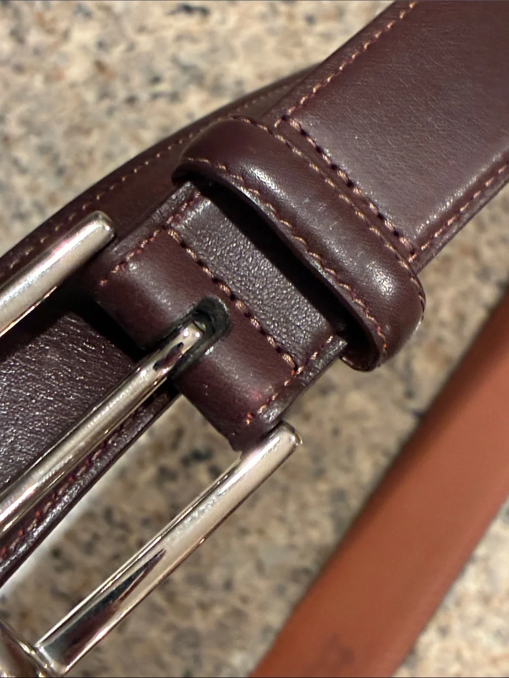 Vintage Brooks Brothers Dark Brown  Leather Belt and Silver Buckle. Italy made
